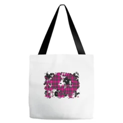 Pink Christmas Plaid Cowhide Pattern Background Tote Bags