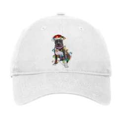 Pitbull With Christmas Lights Adjustable Cap