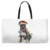 Pitbull With Christmas Lights Weekender Totes