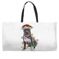 Pitbull With Christmas Lights Weekender Totes