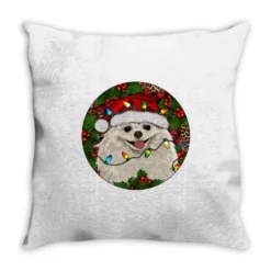 Christmas Pomeranian Throw Pillow