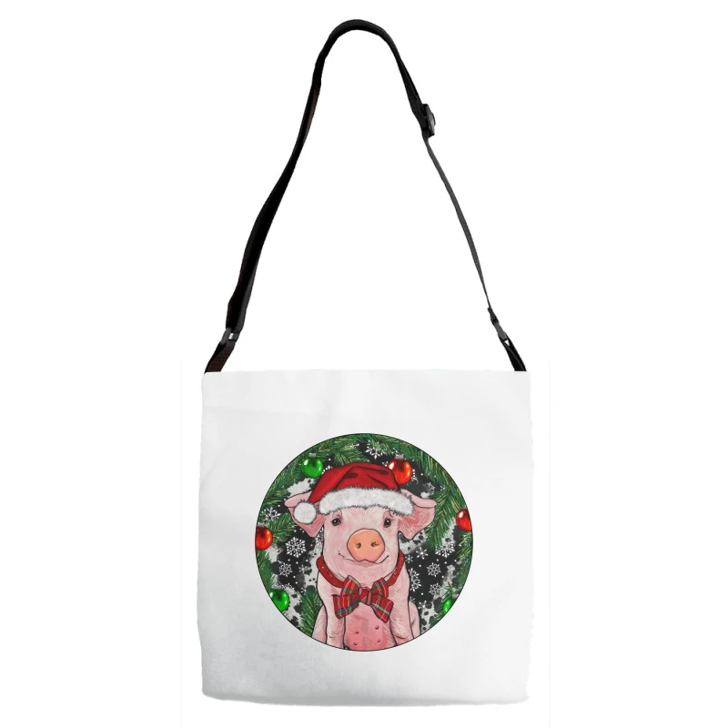 Sitting Pig Christmas Adjustable Strap Totes 1 Sitting Pig Christmas Adjustable Strap Totes