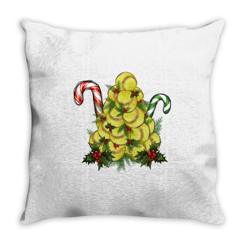 Lightning Softball Christmas Tree Throw Pillow 1 Lightning Softball Christmas Tree Throw Pillow