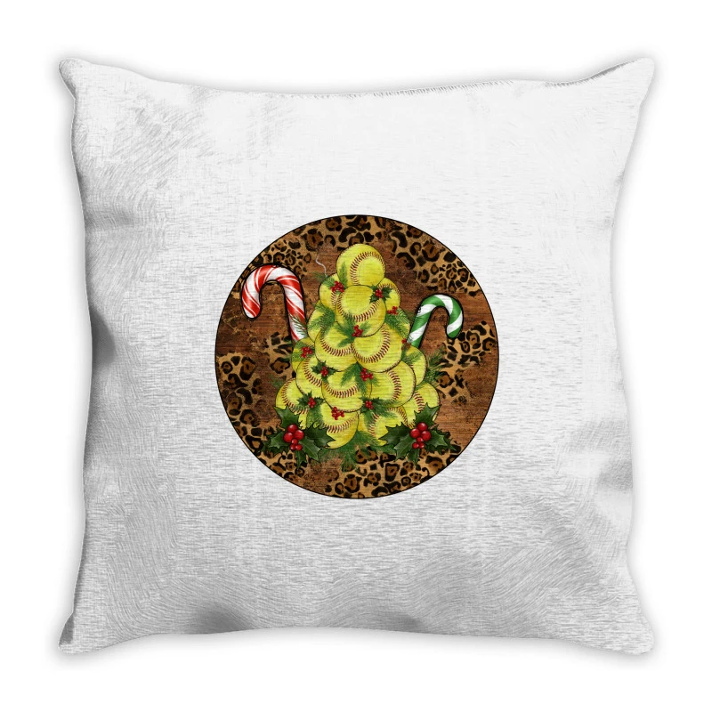 Softball Leopard Christmas Throw Pillow 1 Softball Leopard Christmas Throw Pillow