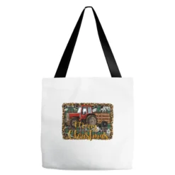 Merry Christmas Farm Tractor Tote Bags