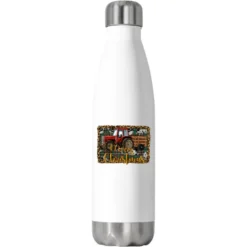 Merry Christmas Farm Tractor Stainless Steel Water Bottle