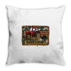 Merry Christmas Farm Tractor Throw Pillow