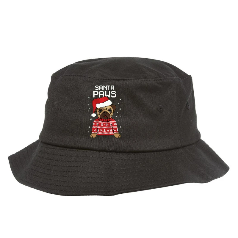 Santa Paws Merry Christmas Bucket Hat 1 Santa Paws Merry Christmas Bucket Hat