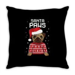 Santa Paws Merry Christmas Throw Pillow
