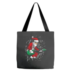 Santa Playing Guitar Christmas Pajama Musician Tote Bags