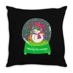 Snow Globe Funny Xmas Snowman Snowflakes Christmas Throw Pillow