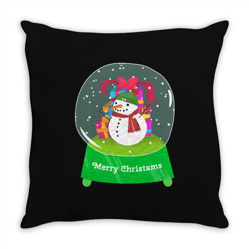 Snow Globe Funny Xmas Snowman Snowflakes Christmas Throw Pillow 1 Snow Globe Funny Xmas Snowman Snowflakes Christmas Throw Pillow