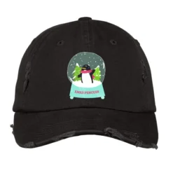 Snow Globe Penguin Christmas Tree Believe Xmas Gif Vintage Cap