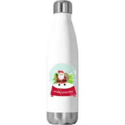 Snow Globe Santa Claus Christmas Tree Believe Xmas Stainless Steel Water Bottle