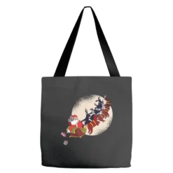 Santa Riding Reindeers Funny Christmas Xmas Matchi Tote Bags