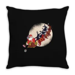 Santa Riding Reindeers Funny Christmas Xmas Matchi Throw Pillow