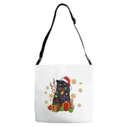 Black Cat Meowy Christmas Adjustable Strap Totes