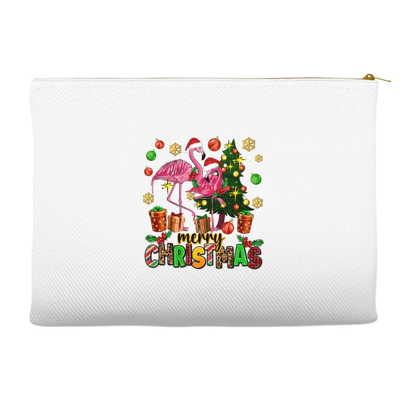 Flamingo Merry Christmas Accessory Pouches 1 Flamingo Merry Christmas Accessory Pouches