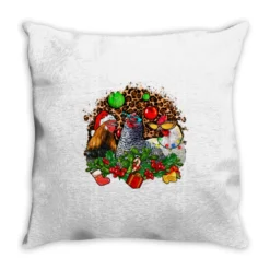 Christmas Party And Chickens Throw Pillow