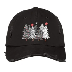 Black And White Christmas Trees With Lights Vintage Cap