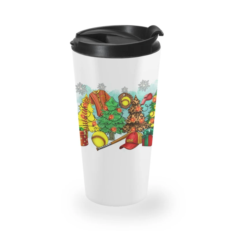 Christmas Trees With Softball Travel Mug 2 Christmas Trees With Softball Travel Mug - Image 2