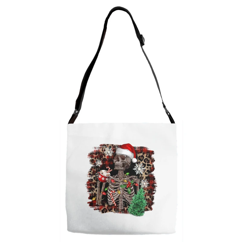 Skeleton With Coffee Cup Christmas Adjustable Strap Totes 2 Skeleton With Coffee Cup Christmas Adjustable Strap Totes - Image 2