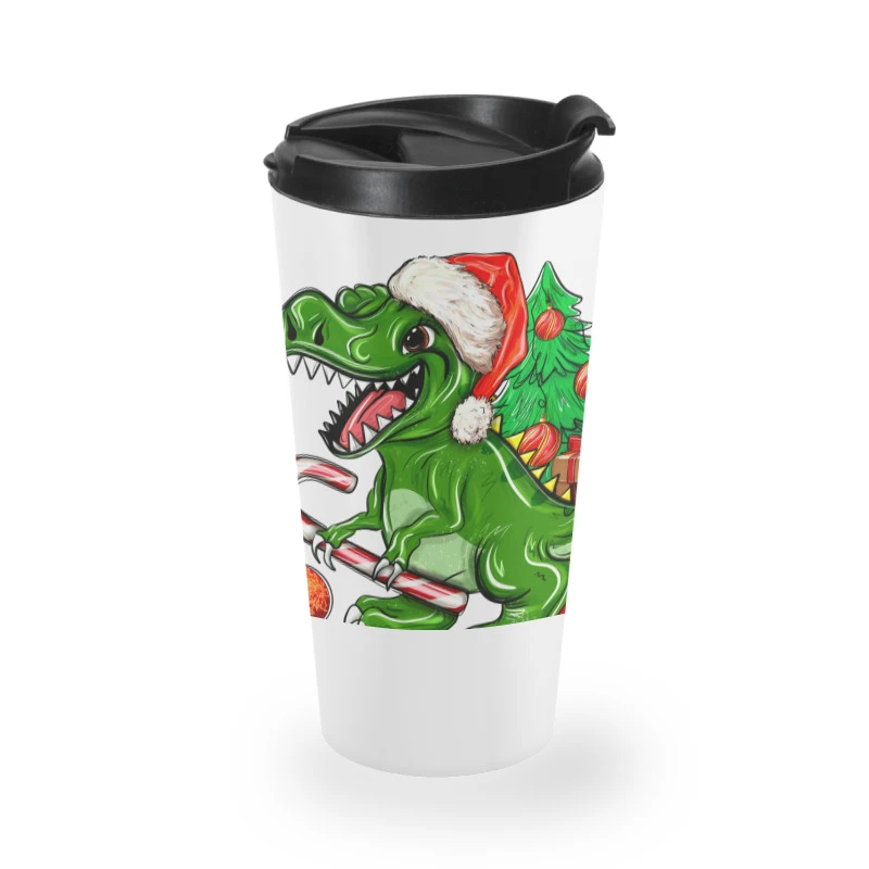 Rex-mas Christmas T-Rex Travel Mug 2 Rex-mas Christmas T-Rex Travel Mug - Image 2