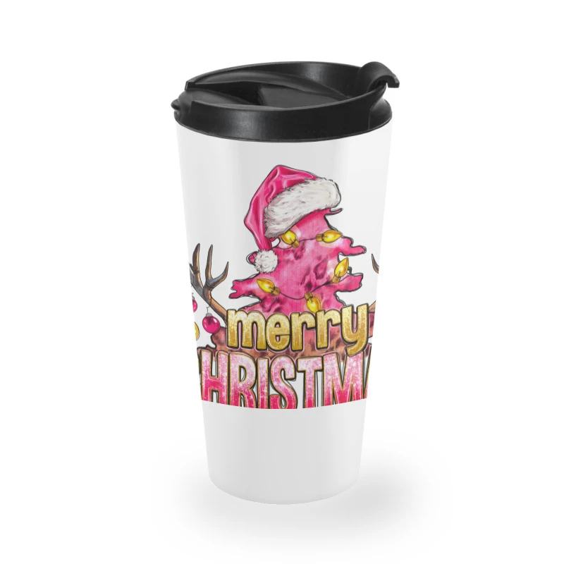 Pink Merry Christmas Travel Mug 2 Pink Merry Christmas Travel Mug - Image 2