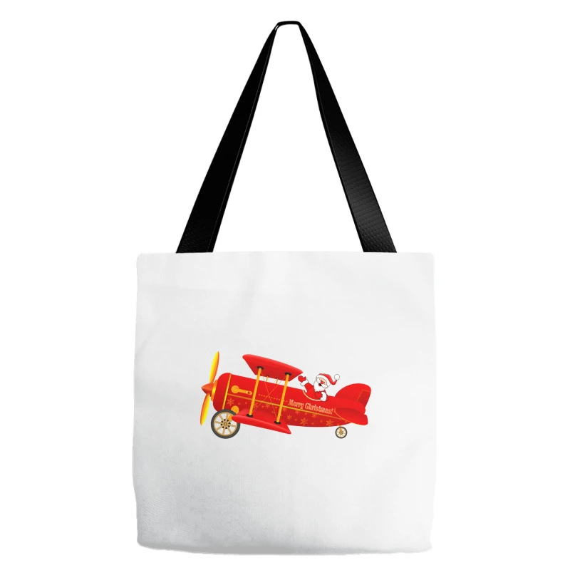 Santa Christmas Holiday Plane Kids Tote Bags 2 Santa Christmas Holiday Plane Kids Tote Bags - Image 2