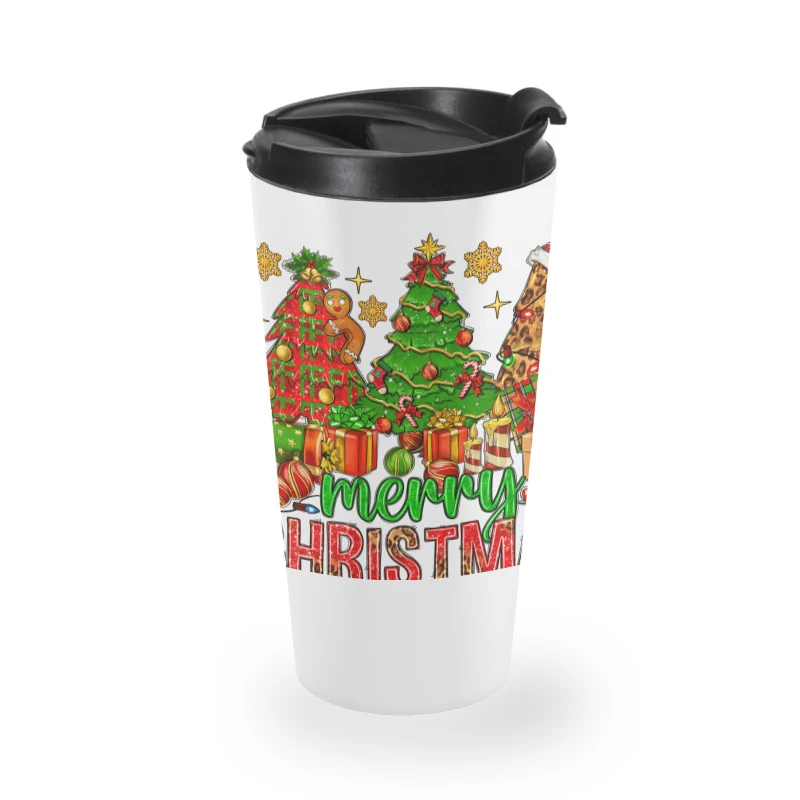 Merry Christmas And Christmas Trees Travel Mug 2 Merry Christmas And Christmas Trees Travel Mug - Image 2
