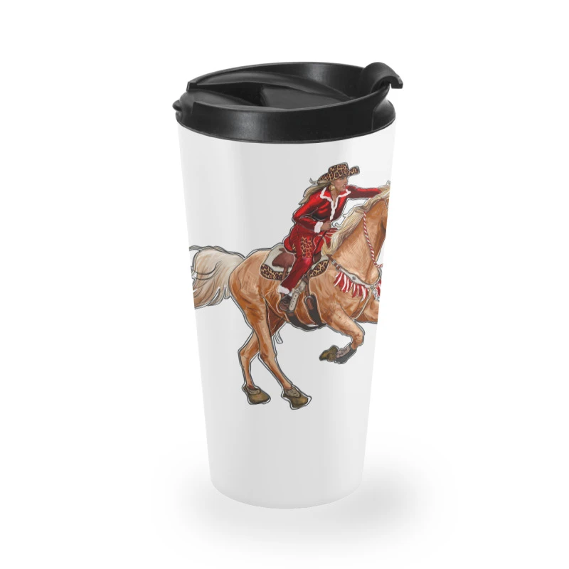 Western Christmas Cowgirl On The Horse Travel Mug 2 Western Christmas Cowgirl On The Horse Travel Mug - Image 2