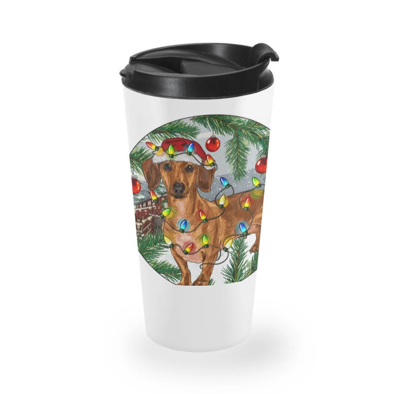 Dachshund Christmas Tree Travel Mug 2 Dachshund Christmas Tree Travel Mug - Image 2