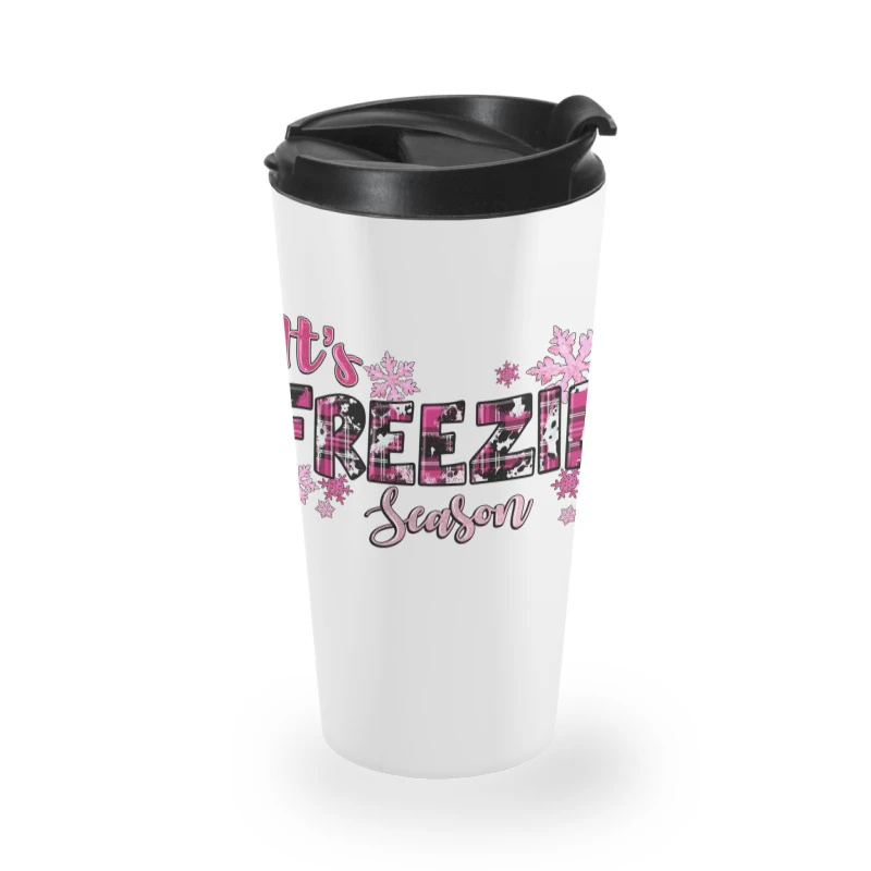 It's Freezin Season Pink Christmas Travel Mug 2 It's Freezin Season Pink Christmas Travel Mug - Image 2