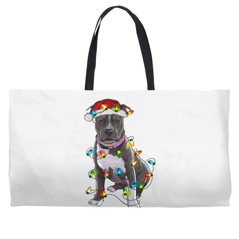 Pitbull With Christmas Lights Weekender Totes 2 Pitbull With Christmas Lights Weekender Totes - Image 2