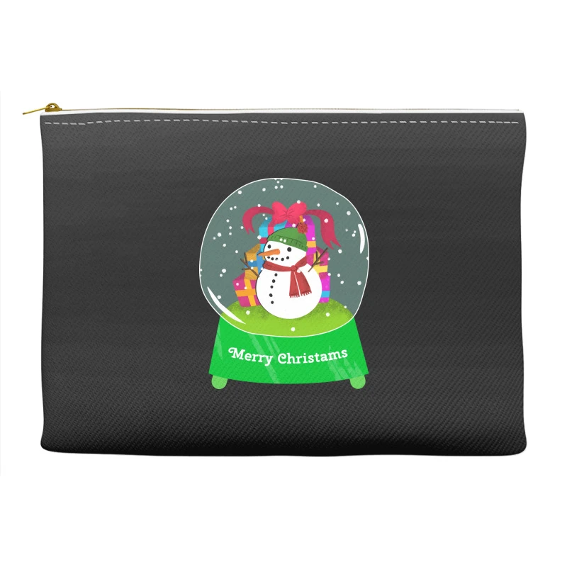 Snow Globe Funny Xmas Snowman Snowflakes Christmas Accessory Pouches 2 Snow Globe Funny Xmas Snowman Snowflakes Christmas Accessory Pouches - Image 2