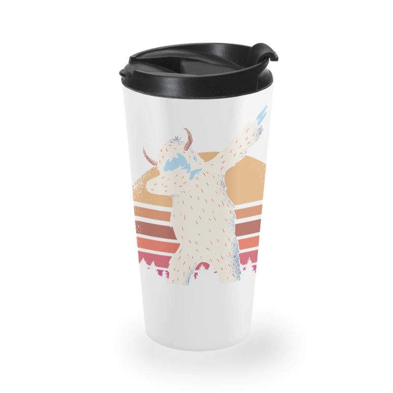 Retro Vintage Dabbing Yeti Snowman Funny Christmas Travel Mug 2 Retro Vintage Dabbing Yeti Snowman Funny Christmas Travel Mug - Image 2