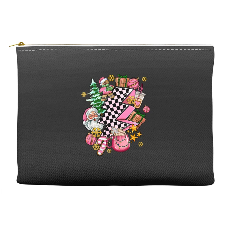 Pink Christmas Lightning Bolt Accessory Pouches 2 Pink Christmas Lightning Bolt Accessory Pouches - Image 2