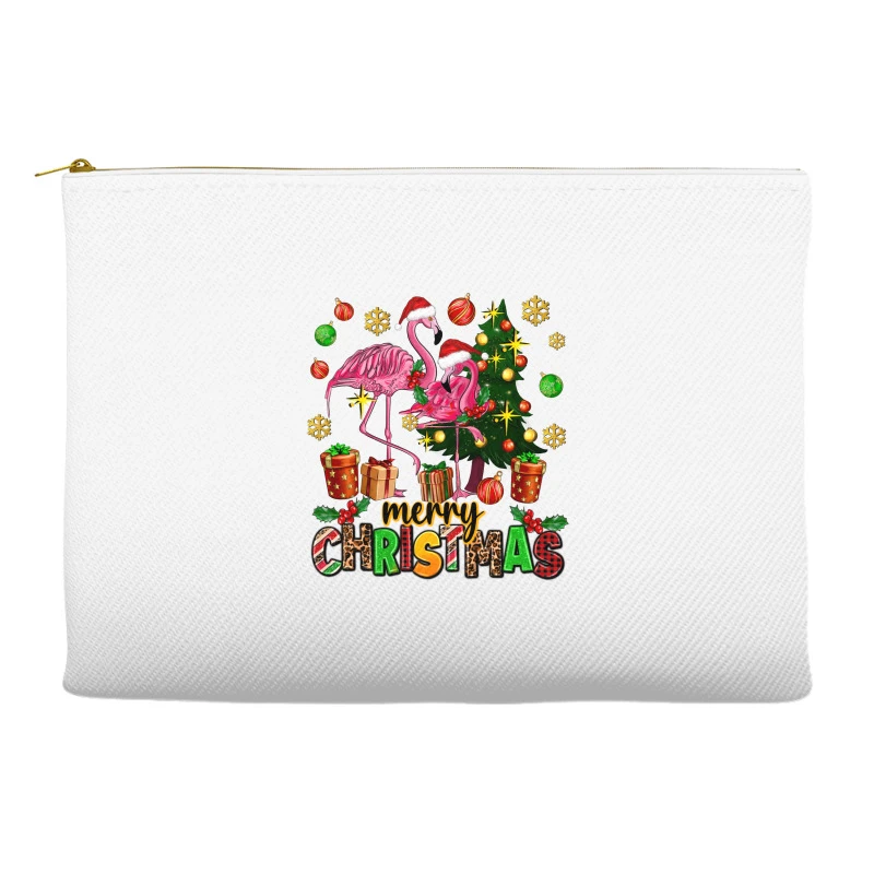Flamingo Merry Christmas Accessory Pouches 2 Flamingo Merry Christmas Accessory Pouches - Image 2