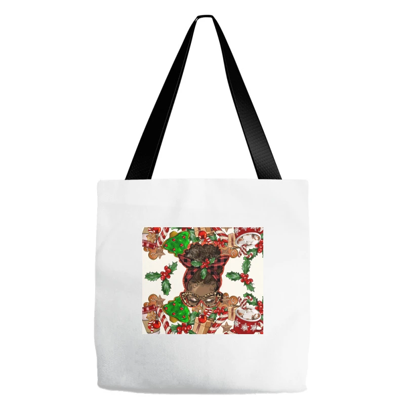 Afro Messy Bun Christmas Tote Bags 2 Afro Messy Bun Christmas Tote Bags - Image 2